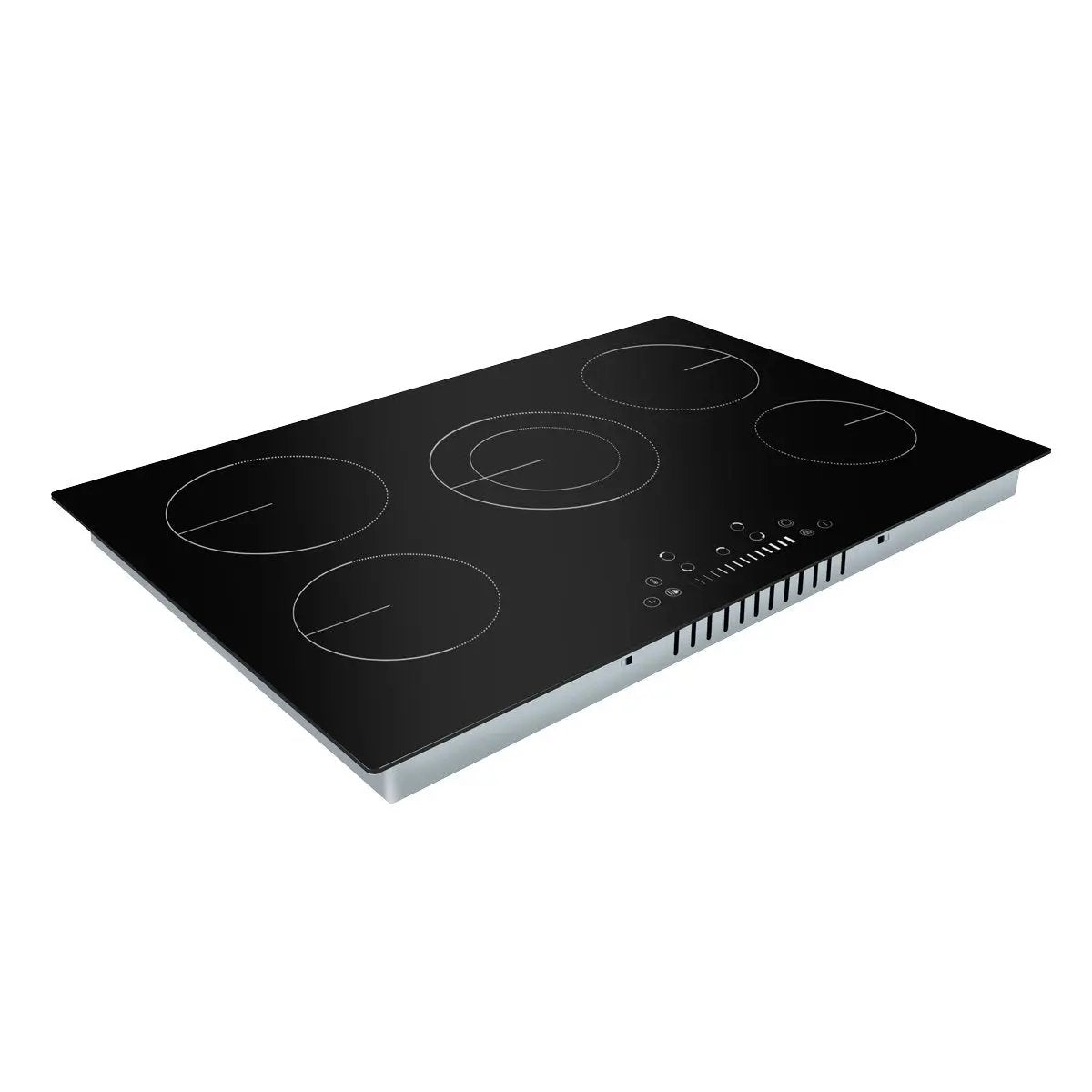 Baridi DH175 77cm Built-In Ceramic Hob with 5 Cooking Zones Black Glass 8200W with Slider Touch Controls Timer Baridi