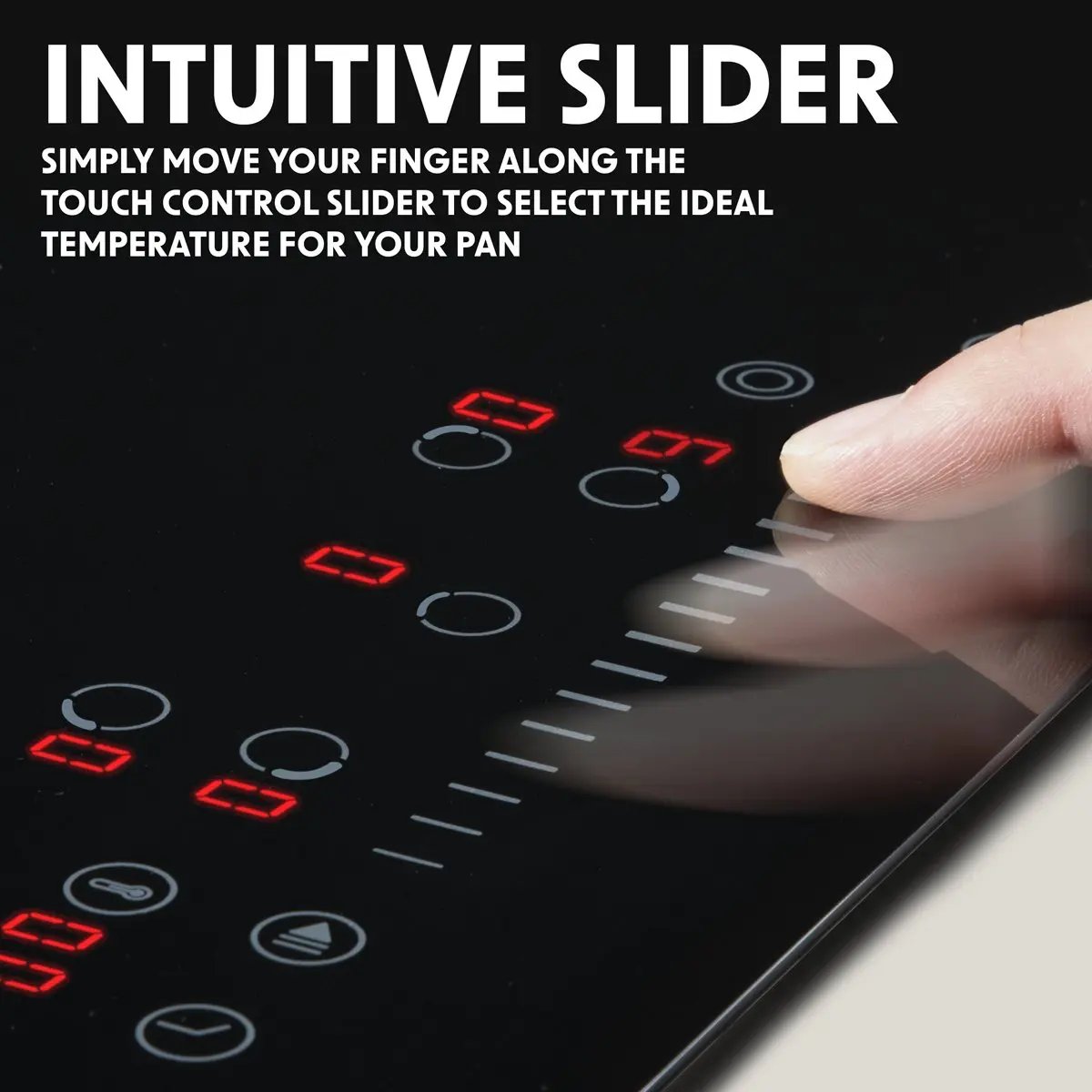 Baridi DH175 77cm Built-In Ceramic Hob with 5 Cooking Zones Black Glass 8200W with Slider Touch Controls Timer Baridi