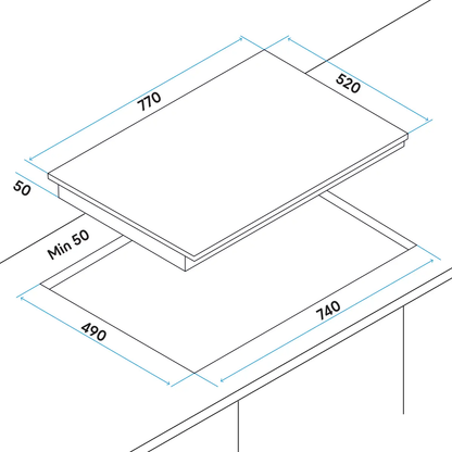 Baridi DH175 77cm Built-In Ceramic Hob with 5 Cooking Zones Black Glass 8200W with Slider Touch Controls Timer Baridi