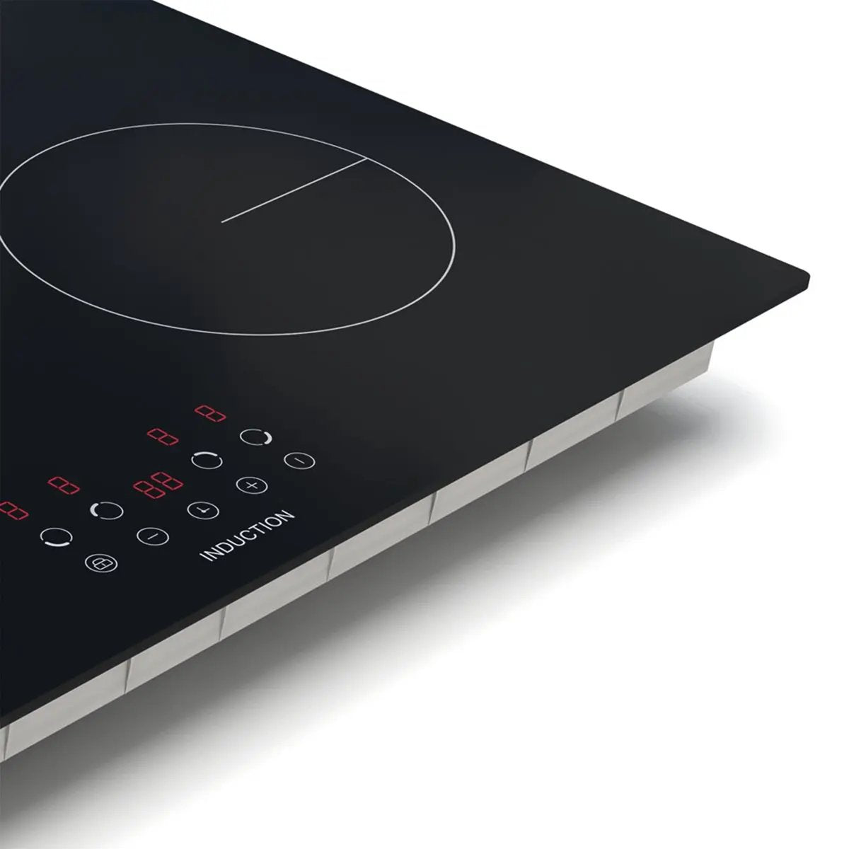Baridi DH176 60cm Built-In Induction Hob with 4 Cooking Zones Black Glass 6800W with 9 Power Settings Touch Controls & Timer Hardwired Baridi
