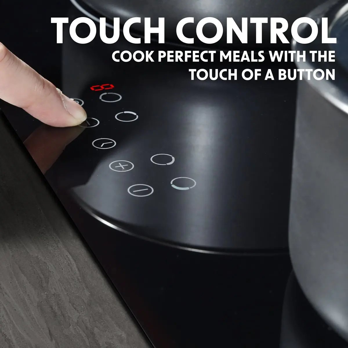 Baridi DH176 60cm Built-In Induction Hob with 4 Cooking Zones Black Glass 6800W with 9 Power Settings Touch Controls & Timer Hardwired Baridi