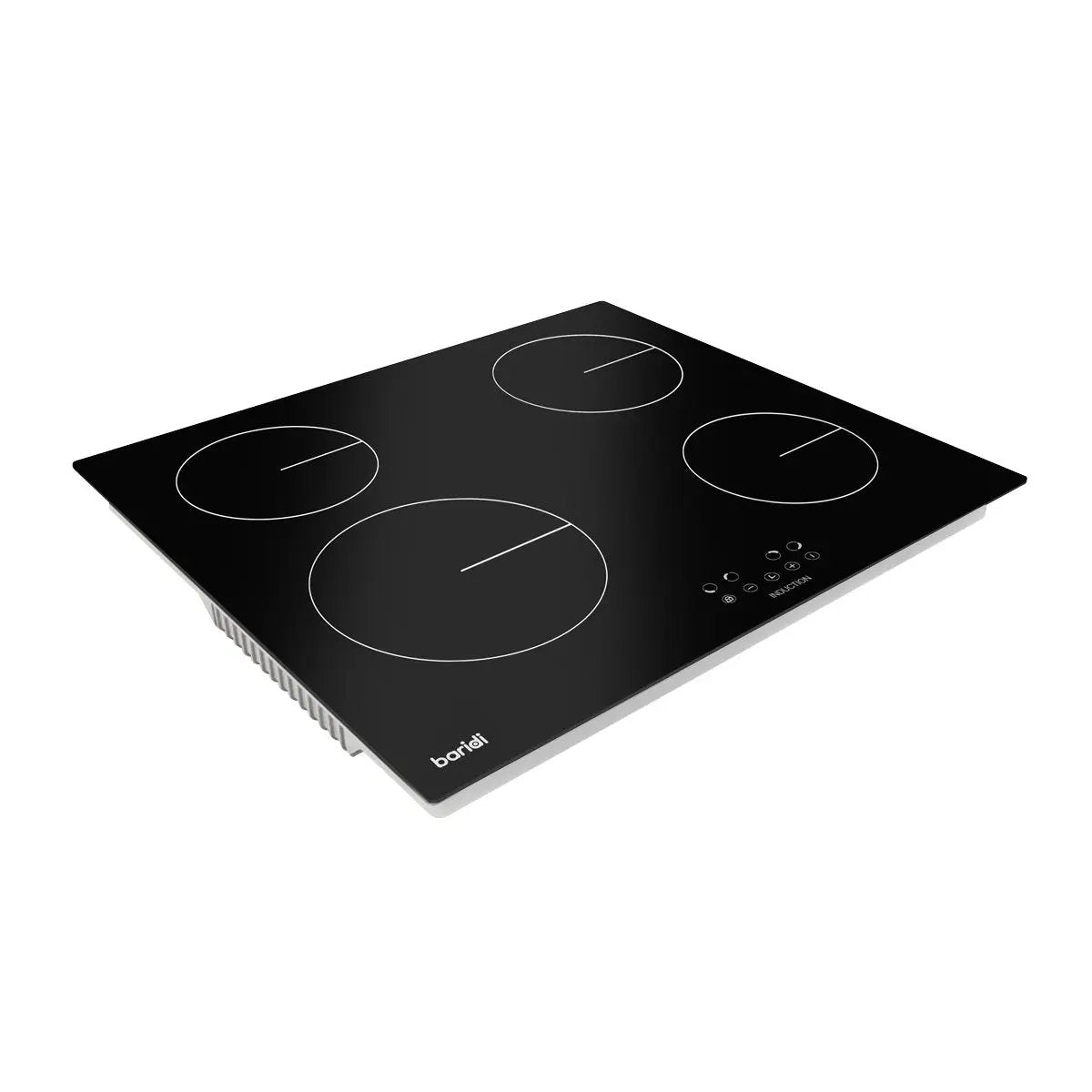 Baridi DH176 60cm Built-In Induction Hob with 4 Cooking Zones Black Glass 6800W with 9 Power Settings Touch Controls & Timer Hardwired Baridi