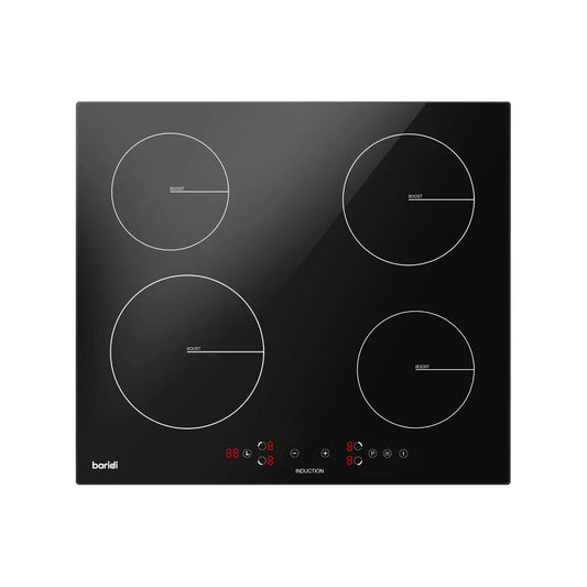 Baridi DH177 60cm Built-In Induction Hob with 4 Cooking Zones 2800W Boost Function 9 Power Levels Touch Control Timer supplied with 13A Plug Baridi
