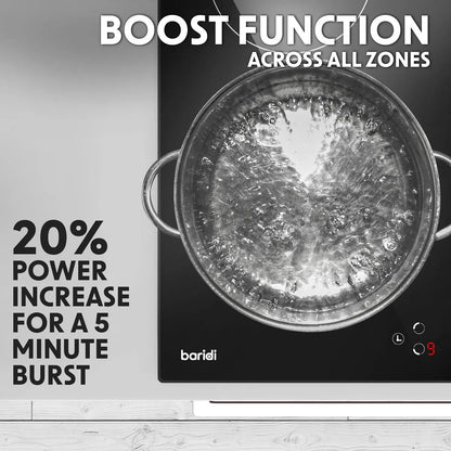 Baridi DH177 60cm Built-In Induction Hob with 4 Cooking Zones 2800W Boost Function 9 Power Levels Touch Control Timer supplied with 13A Plug Baridi