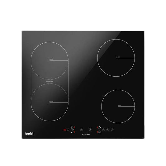 Baridi DH178 60cm Built-In Induction Hob with Bridge Zone 4 Cooking Zones 2800W Boost Function 9 Power Levels Touch Control & Timer Baridi