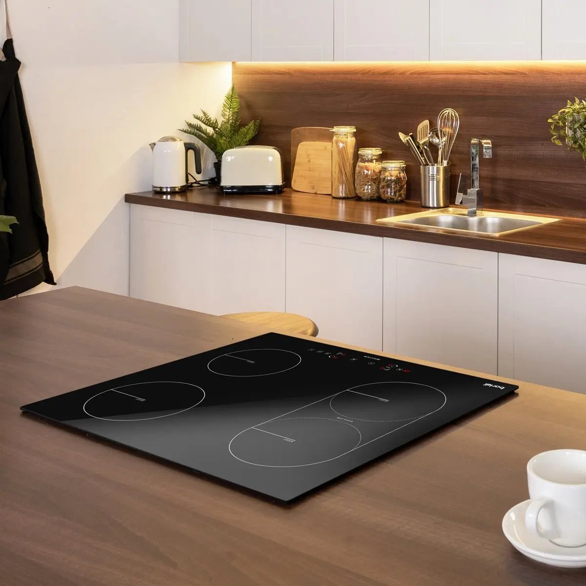 Baridi DH178 60cm Built-In Induction Hob with Bridge Zone 4 Cooking Zones 2800W Boost Function 9 Power Levels Touch Control & Timer Baridi