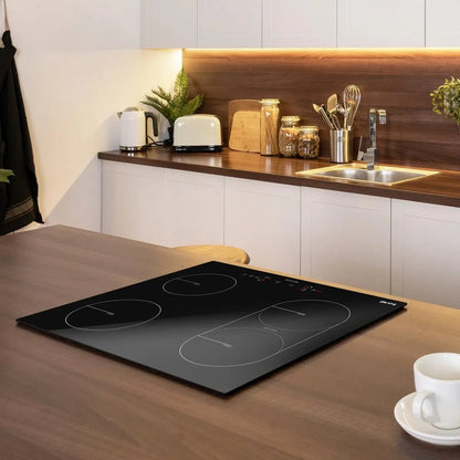 Baridi DH178 60cm Built-In Induction Hob with Bridge Zone 4 Cooking Zones 2800W Boost Function 9 Power Levels Touch Control & Timer Baridi