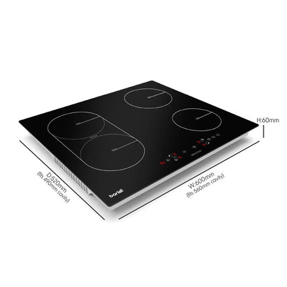 Baridi DH178 60cm Built-In Induction Hob with Bridge Zone 4 Cooking Zones 2800W Boost Function 9 Power Levels Touch Control & Timer Baridi