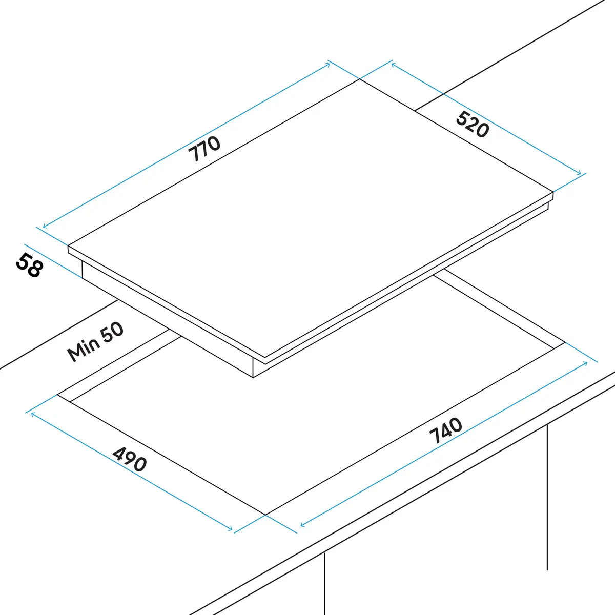 Baridi DH179 77cm Built-In Induction Hob with 4 Cooking Zones 7200W Boost Function 9 Power Levels Touch Control & Timer Hardwired Baridi