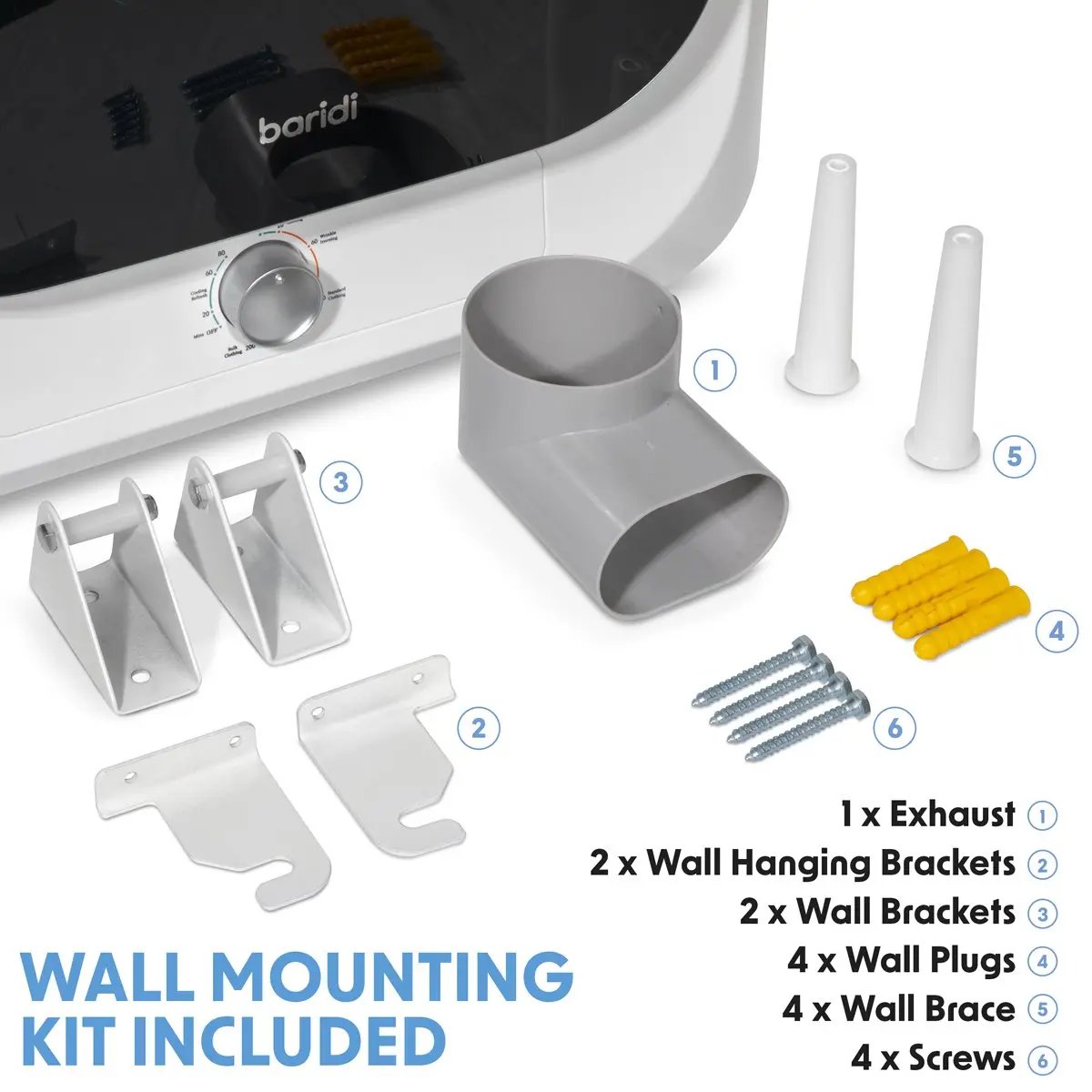 Baridi DH192 Small Tumble Dryer Portable 2.5kg Vented Baridi
