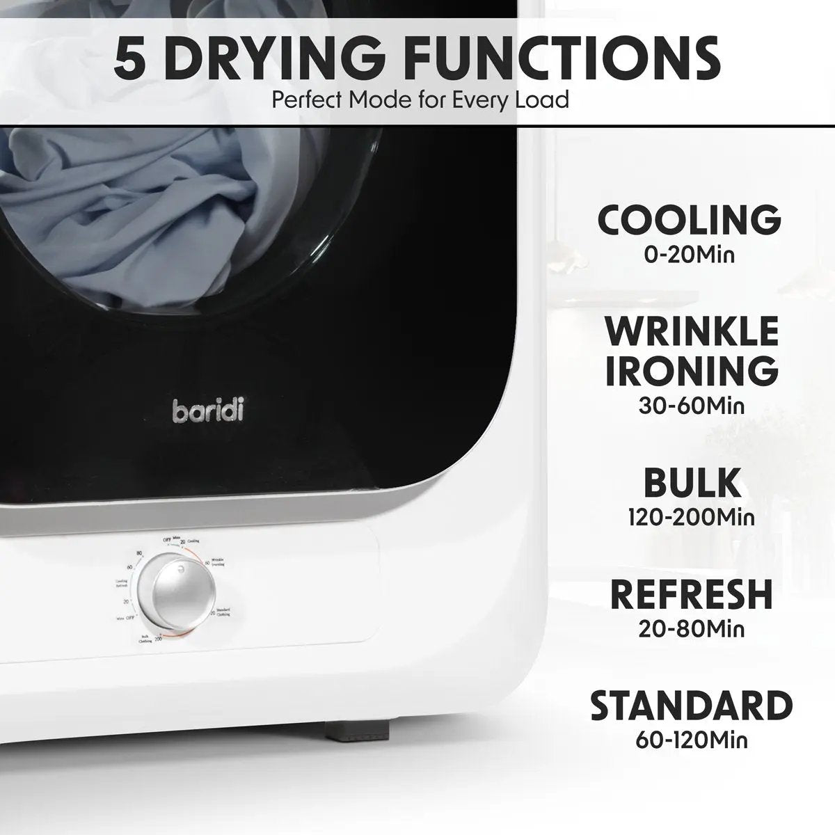 Baridi DH192 Small Tumble Dryer Portable 2.5kg Vented Baridi