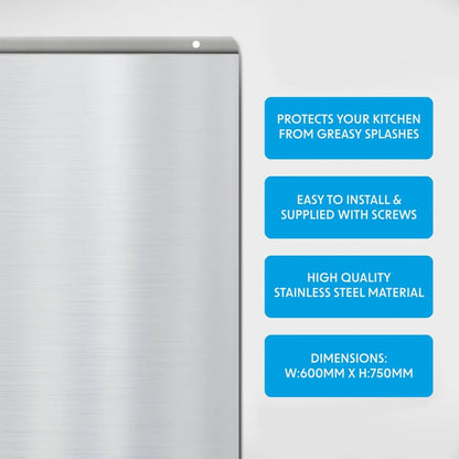 Baridi DH193 60cm Splashback for Cooker Hoods Extractor Fans Range Hoods Stainless Steel Baridi