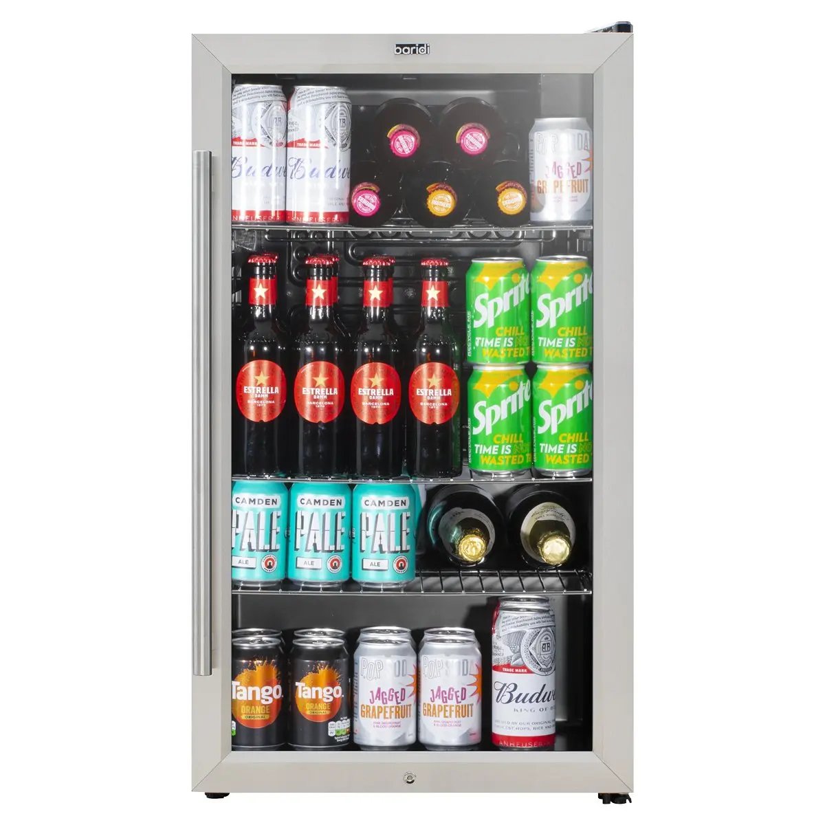Baridi DH31 Under Counter Wine/Drink/Beverage Cooler/Fridge Built-In Thermostat Energy Class E 85 Litre - Stainless Steel Baridi