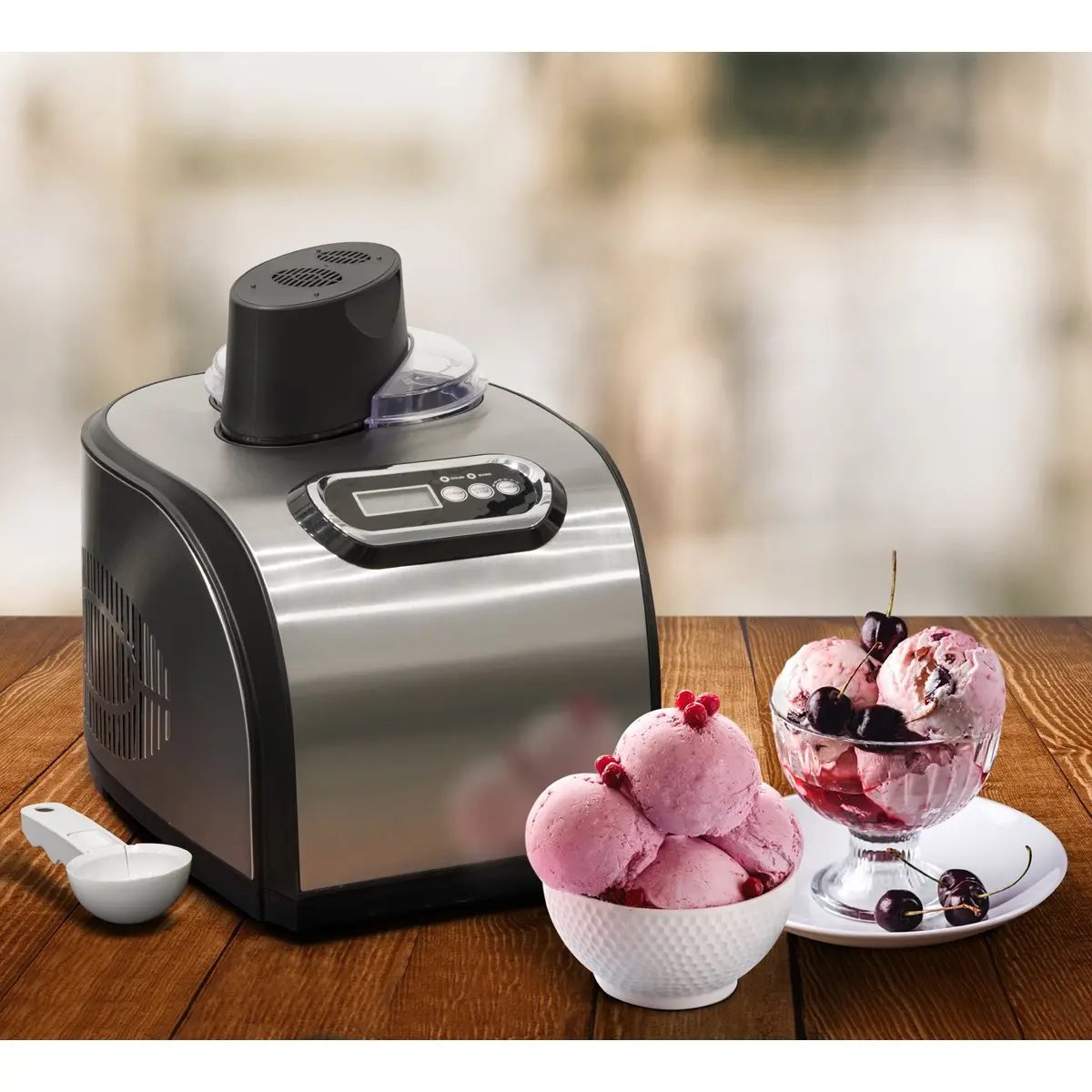 Baridi DH50 1.5L Ice Cream Gelato & Sorbet Machine with Fast-Freeze Compressor Cooling Baridi
