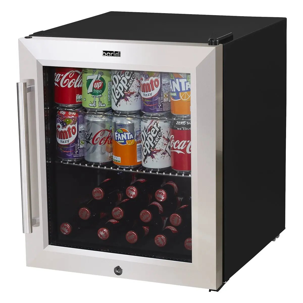 Baridi DH75 50L Tabletop Drinks Fridge Mini Beer Cooler Glass Door Stainless Steel Baridi