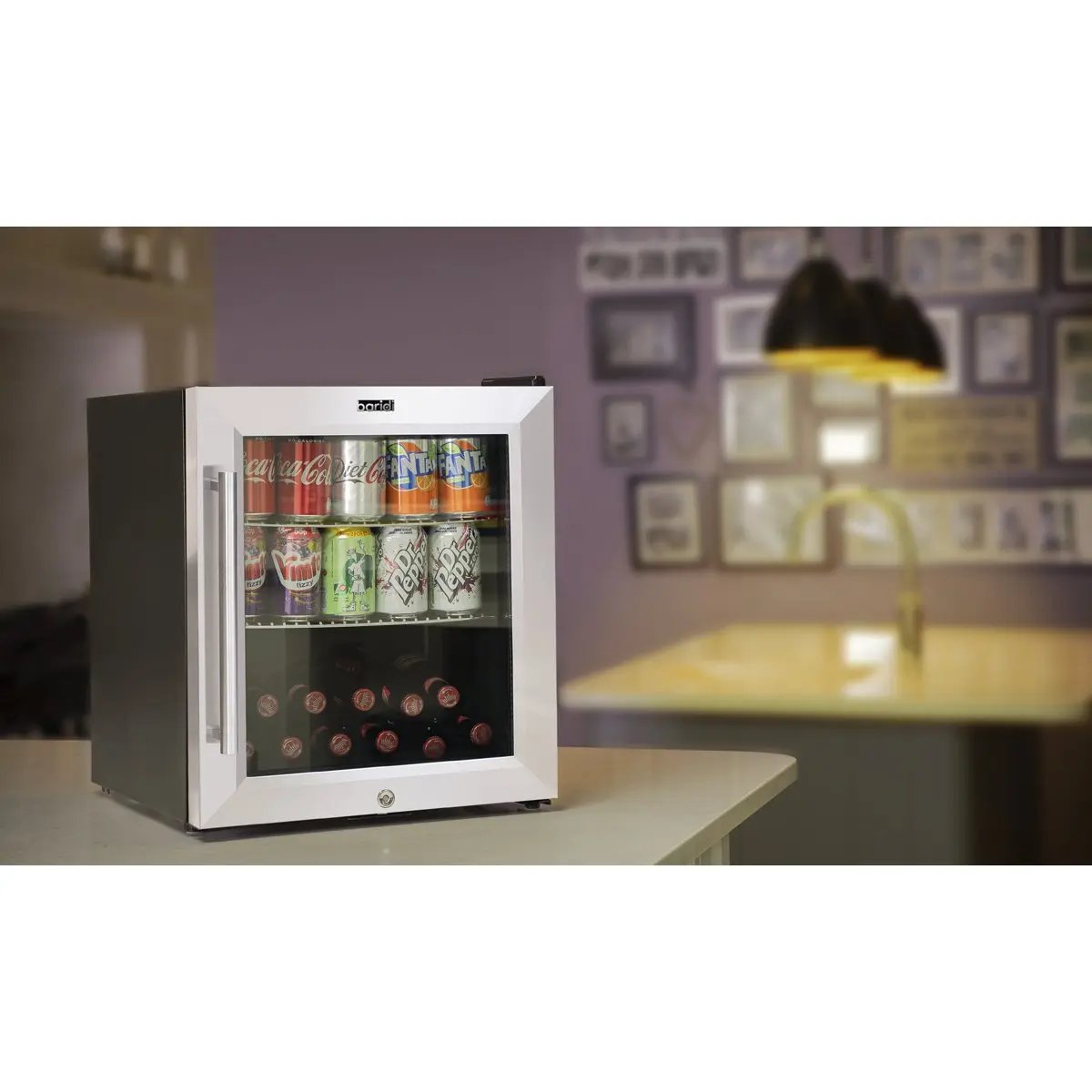 Baridi DH75 50L Tabletop Drinks Fridge Mini Beer Cooler Glass Door Stainless Steel Baridi