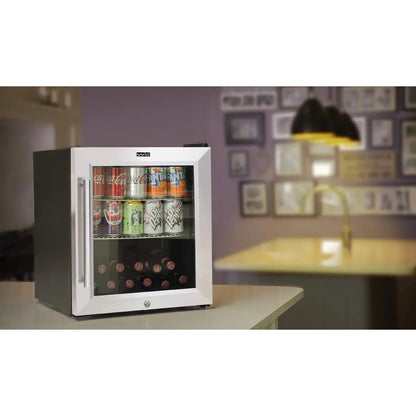 Baridi DH75 50L Tabletop Drinks Fridge Mini Beer Cooler Glass Door Stainless Steel Baridi