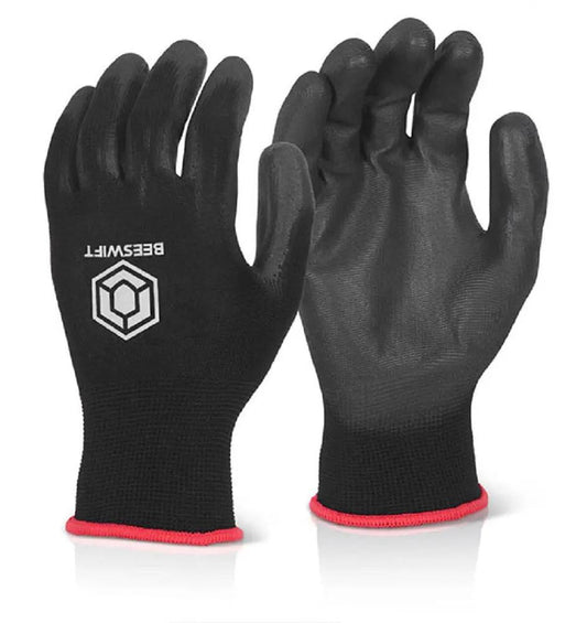 Beeswift Black PU Coated Work Gloves Beeswift