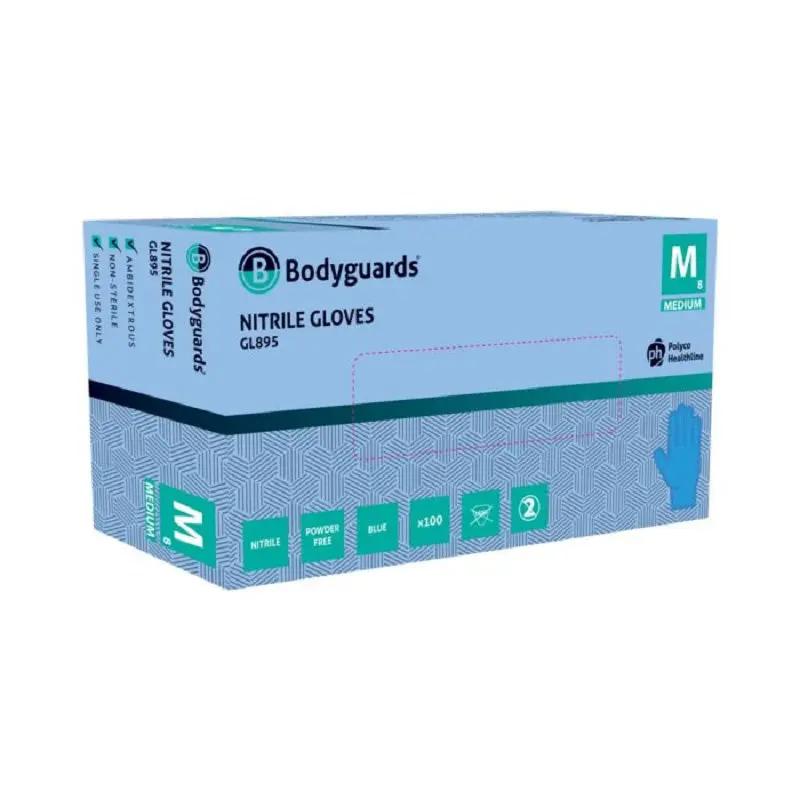 Bodyguards GL895 Blue Nitrile Disposable Gloves Box of 100 or Case of 1000 Bodyguards