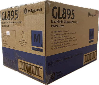 Bodyguards GL895 Blue Nitrile Disposable Gloves Box of 100 or Case of 1000 Bodyguards