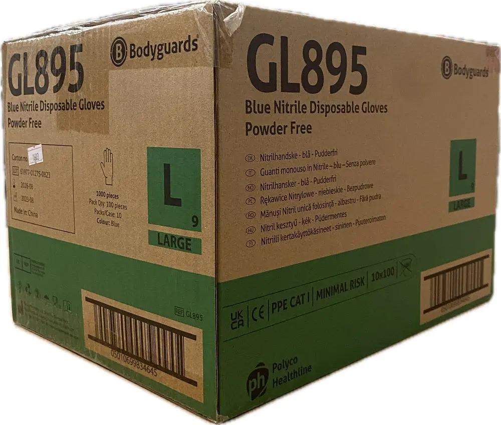Bodyguards GL895 Blue Nitrile Disposable Gloves Box of 100 or Case of 1000 Bodyguards