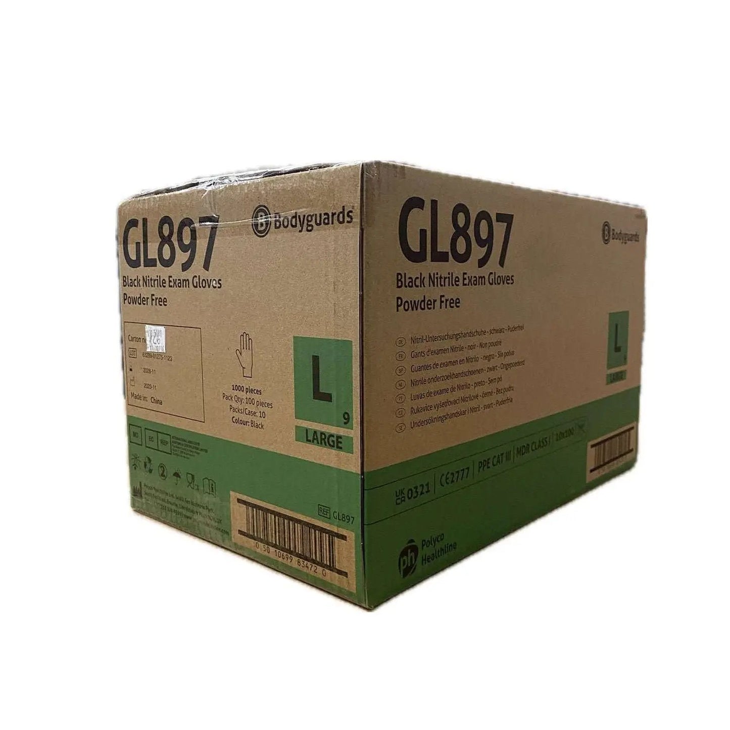 Bodyguards GL897 Black Nitrile Disposable Gloves – Box of 100 Bodyguards