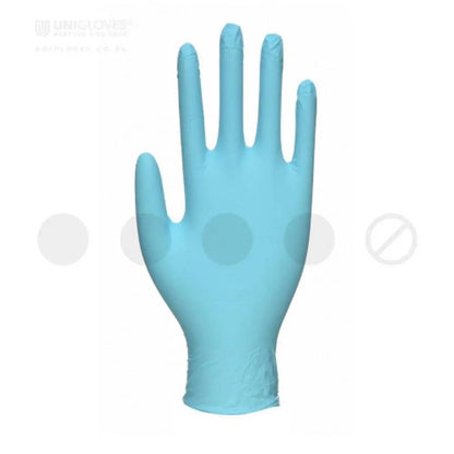 Box 100 Unigloves Flex Blue Nitrile Ultra Light Disposable Gloves GS021 Unigloves