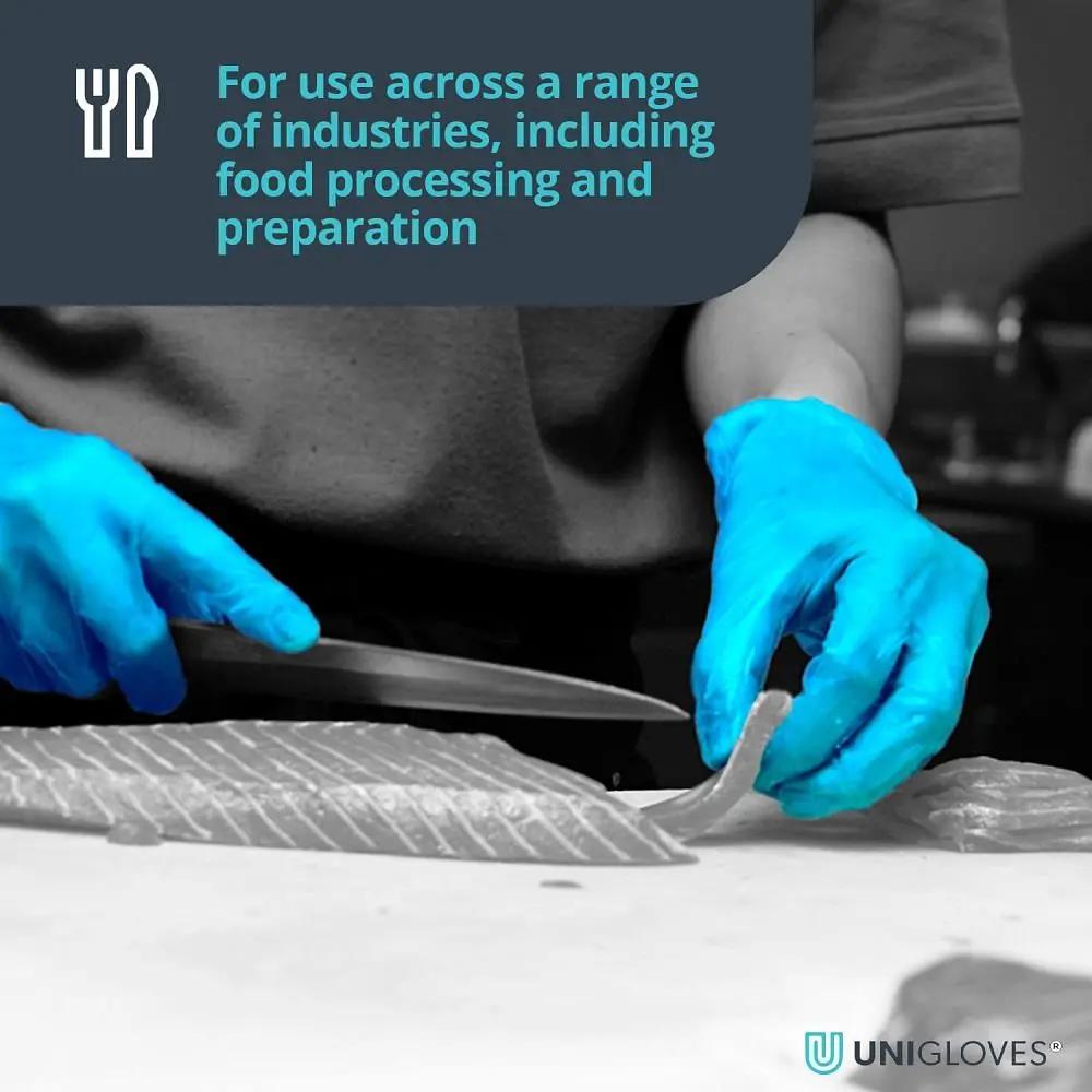 Box 100 Unigloves Flex Blue Nitrile Ultra Light Disposable Gloves GS021 Unigloves