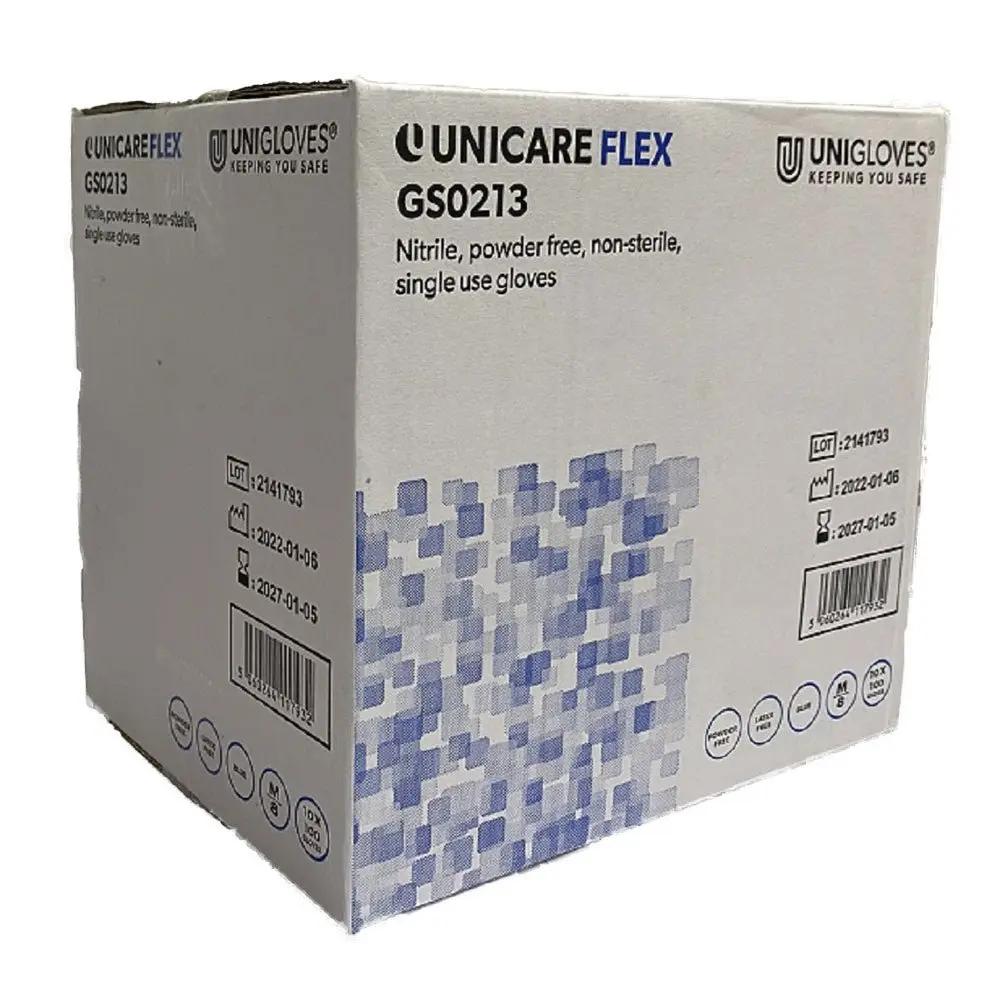 Box 100 Unigloves Flex Blue Nitrile Ultra Light Disposable Gloves GS021 Unigloves
