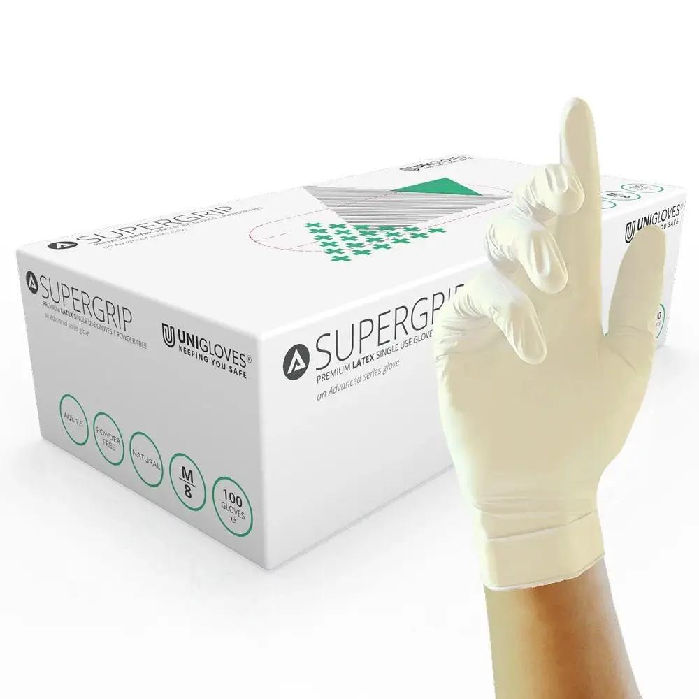 Box 100 Unigloves Super Grip Premium Latex Disposable Gloves GM002 Unigloves