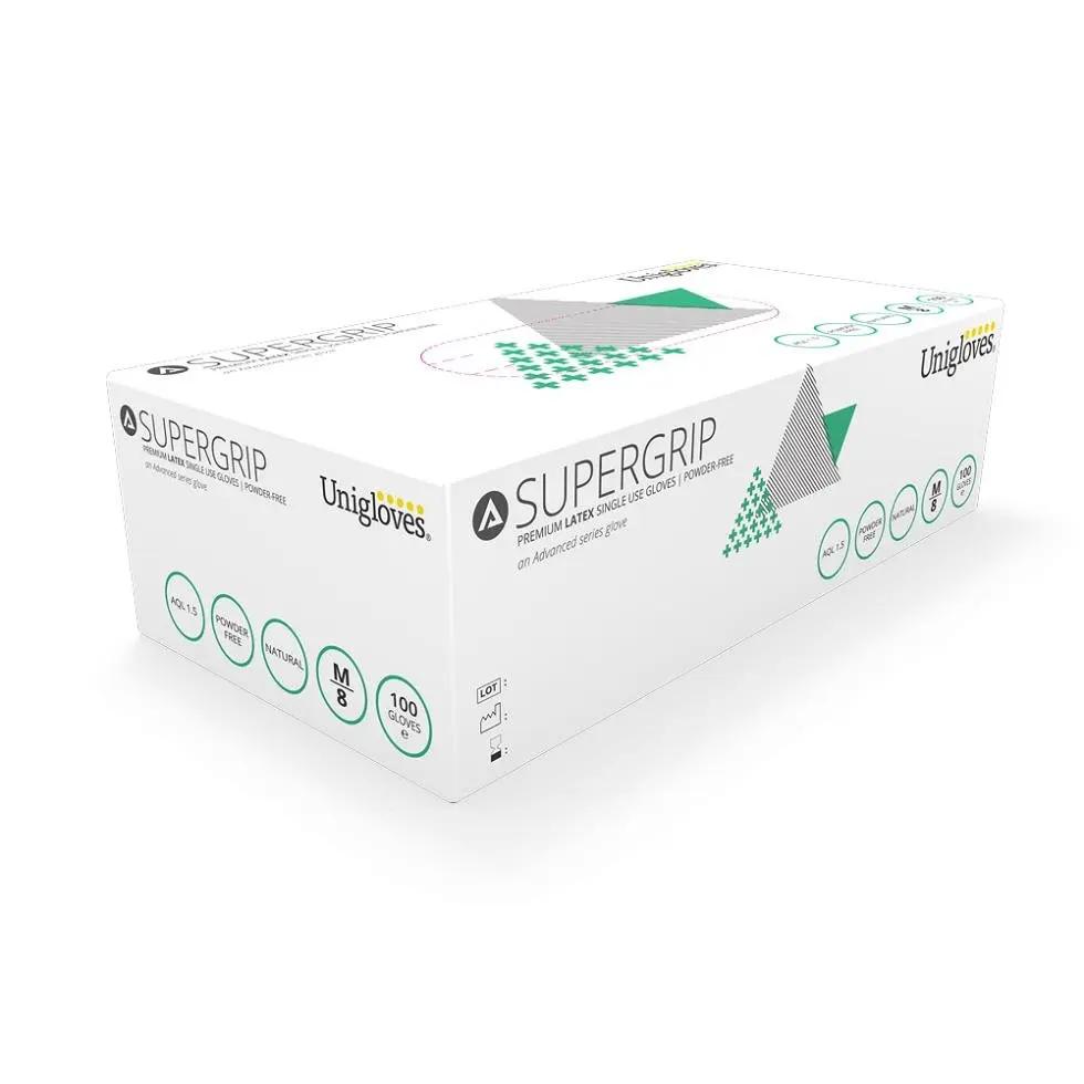 Box 100 Unigloves Super Grip Premium Latex Disposable Gloves GM002 Unigloves