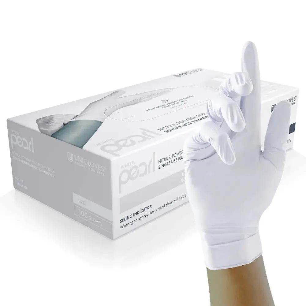 Box 100 Unigloves White Pearl Powder Free Disposable Gloves GP002 Unigloves