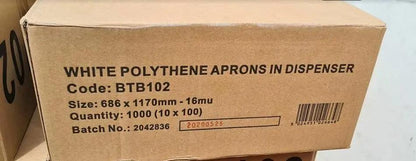 Case of 1000 White Disposable Polythene Aprons Polyco Healthline