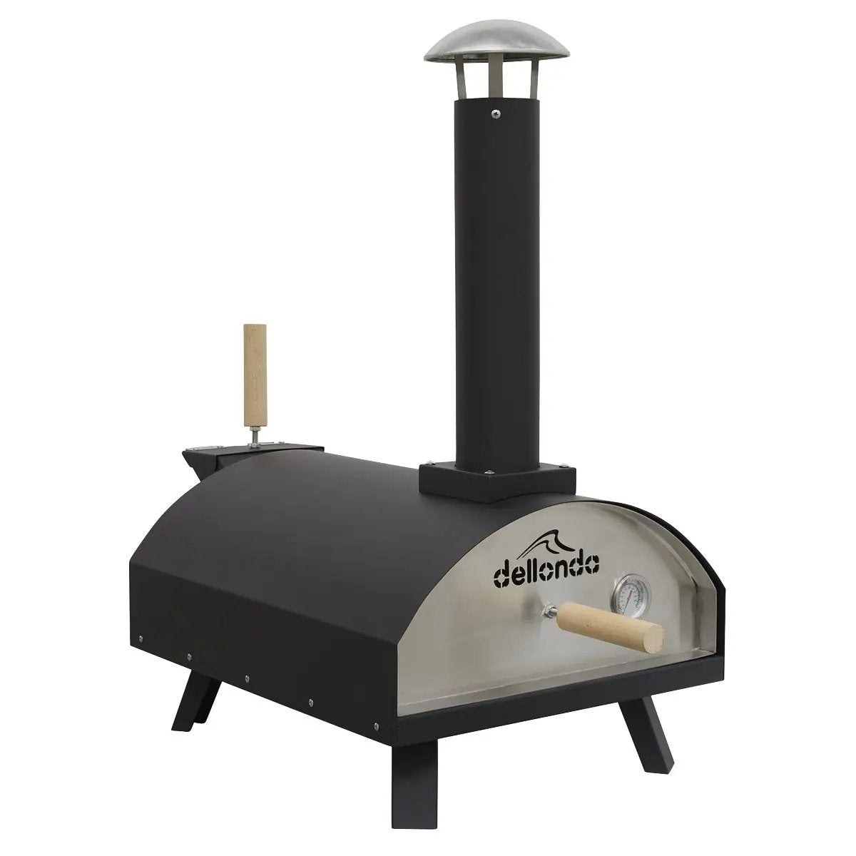 Dellonda DG10 Portable Wood-Fired 14" Pizza & Smoking Oven - Black/Stainless Steel Dellonda