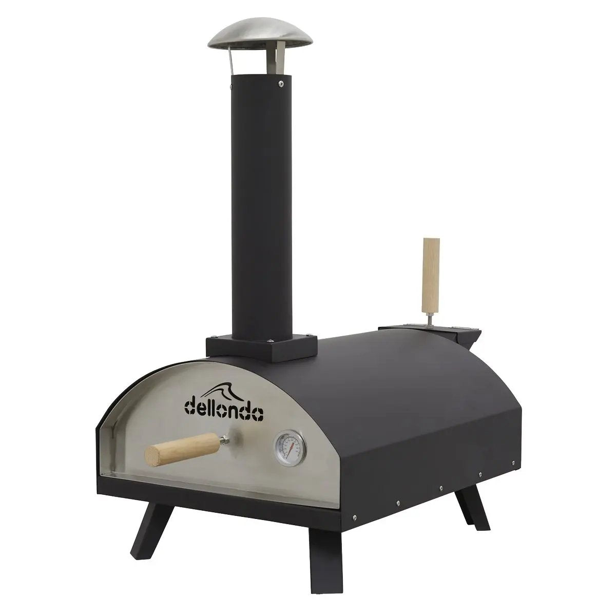 Dellonda DG10 Portable Wood-Fired 14" Pizza & Smoking Oven - Black/Stainless Steel Dellonda