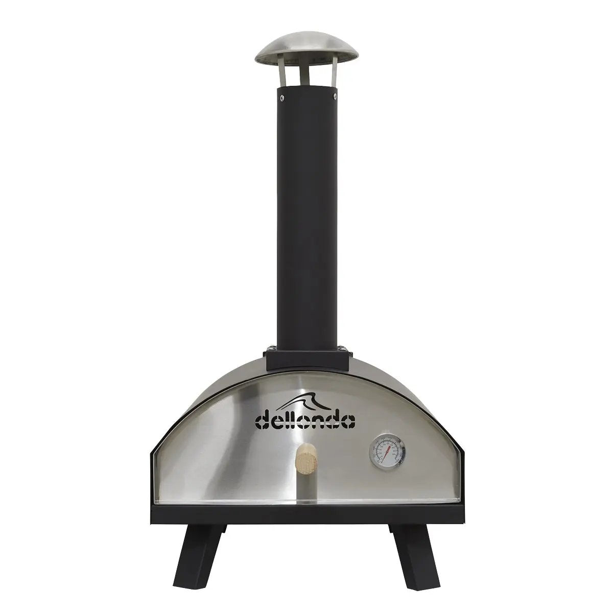 Dellonda DG10 Portable Wood-Fired 14" Pizza & Smoking Oven - Black/Stainless Steel Dellonda