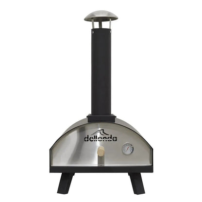 Dellonda DG10 Portable Wood-Fired 14" Pizza & Smoking Oven - Black/Stainless Steel Dellonda