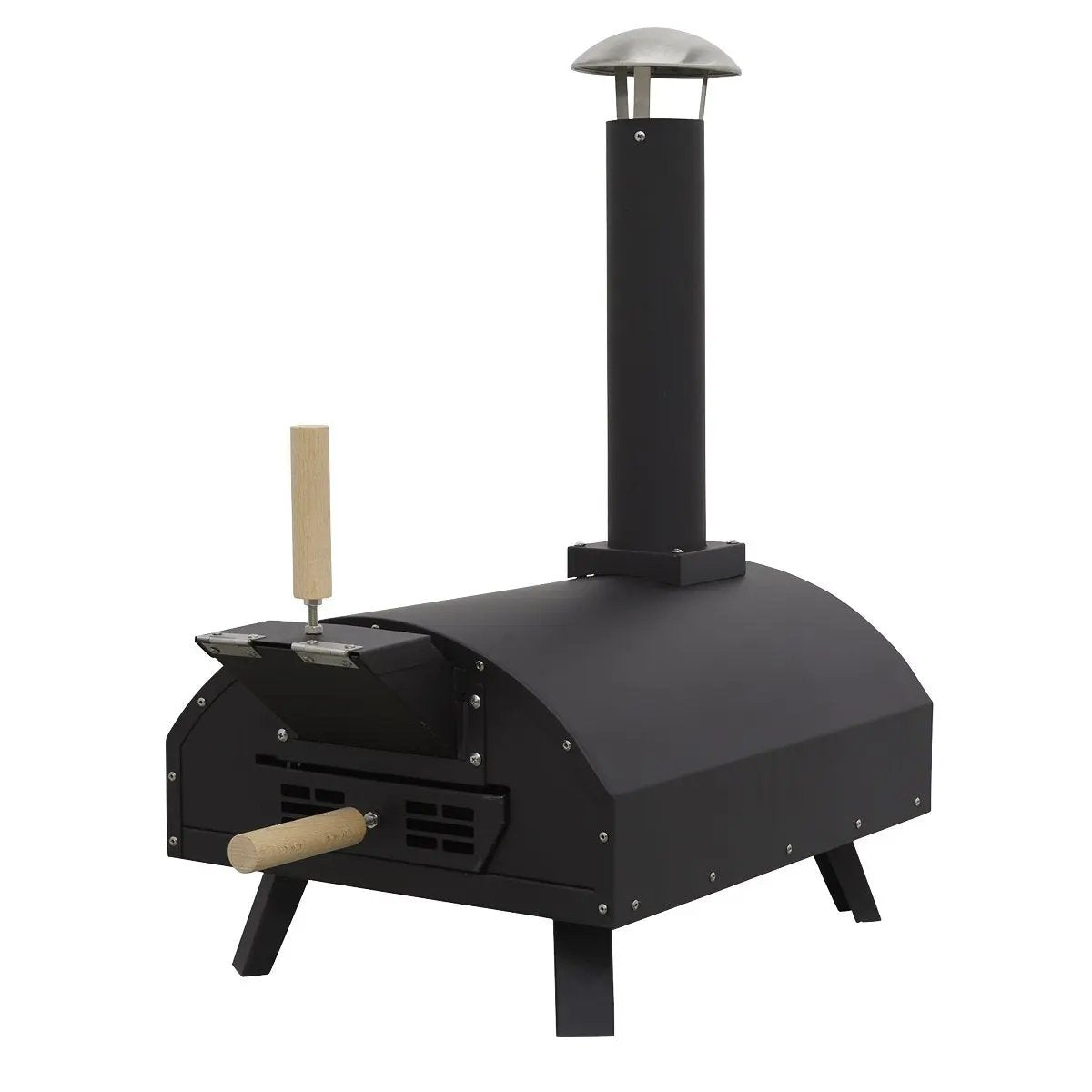 Dellonda DG10 Portable Wood-Fired 14" Pizza & Smoking Oven - Black/Stainless Steel Dellonda