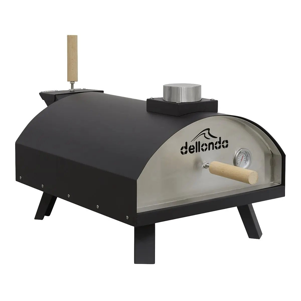 Dellonda DG10 Portable Wood-Fired 14" Pizza & Smoking Oven - Black/Stainless Steel Dellonda