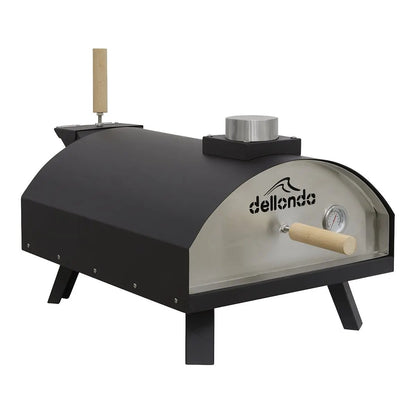 Dellonda DG10 Portable Wood-Fired 14" Pizza & Smoking Oven - Black/Stainless Steel Dellonda