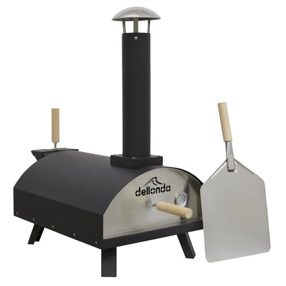 Dellonda DG10 Portable Wood-Fired 14" Pizza & Smoking Oven - Black/Stainless Steel Dellonda