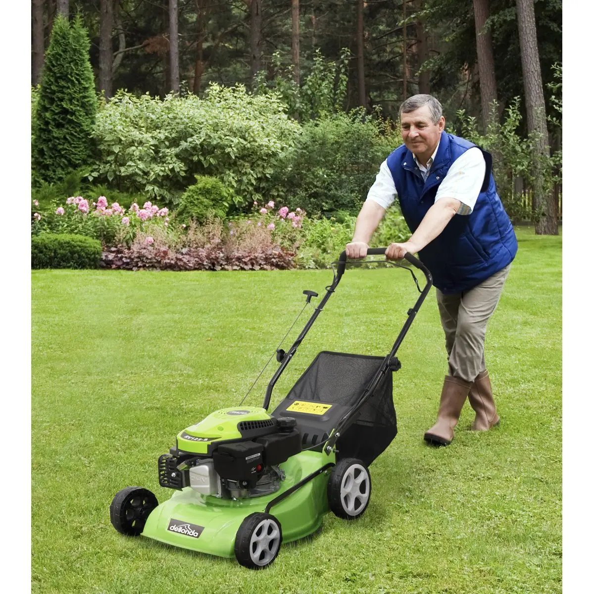 Dellonda DG100 Hand-Propelled Petrol Lawnmower Grass Cutter 132cc 16"/40cm 4-Stroke Dellonda