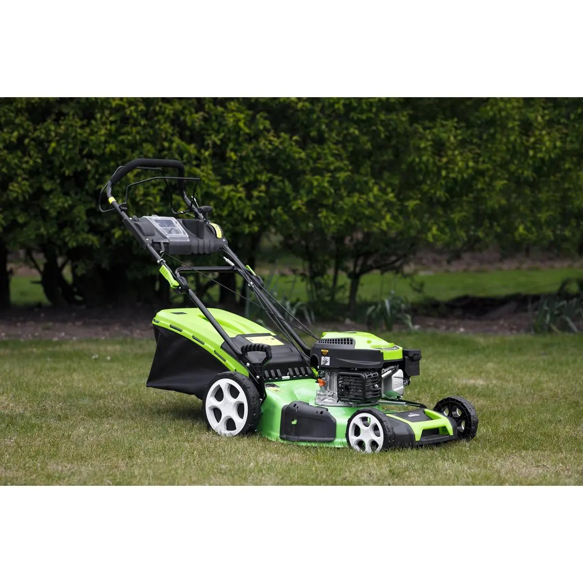 Dellonda DG101 Self-Propelled Petrol Lawnmower Grass Cutter with Height Adjustment & Grass Bag 149cc 18"/46cm 4-Stroke Engine Dellonda