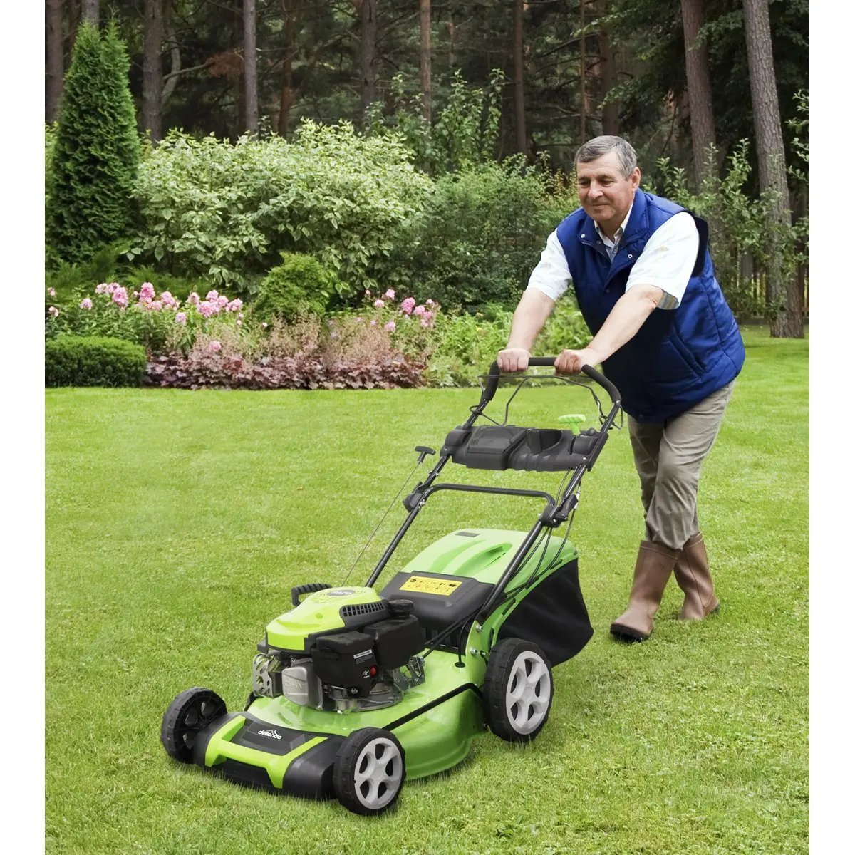 Dellonda DG101 Self-Propelled Petrol Lawnmower Grass Cutter with Height Adjustment & Grass Bag 149cc 18"/46cm 4-Stroke Engine Dellonda