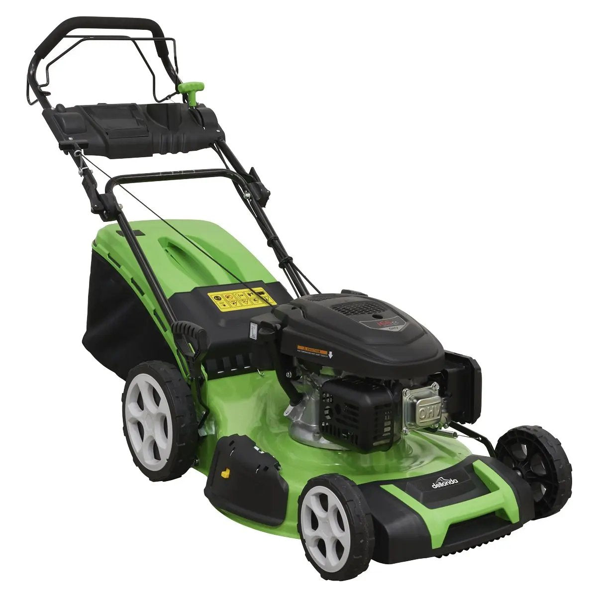 Dellonda DG102 Self-Propelled Petrol Lawnmower Grass Cutter with Height Adjustment & Grass Bag 171cc 20"/51cm 4-Stroke Engine Dellonda