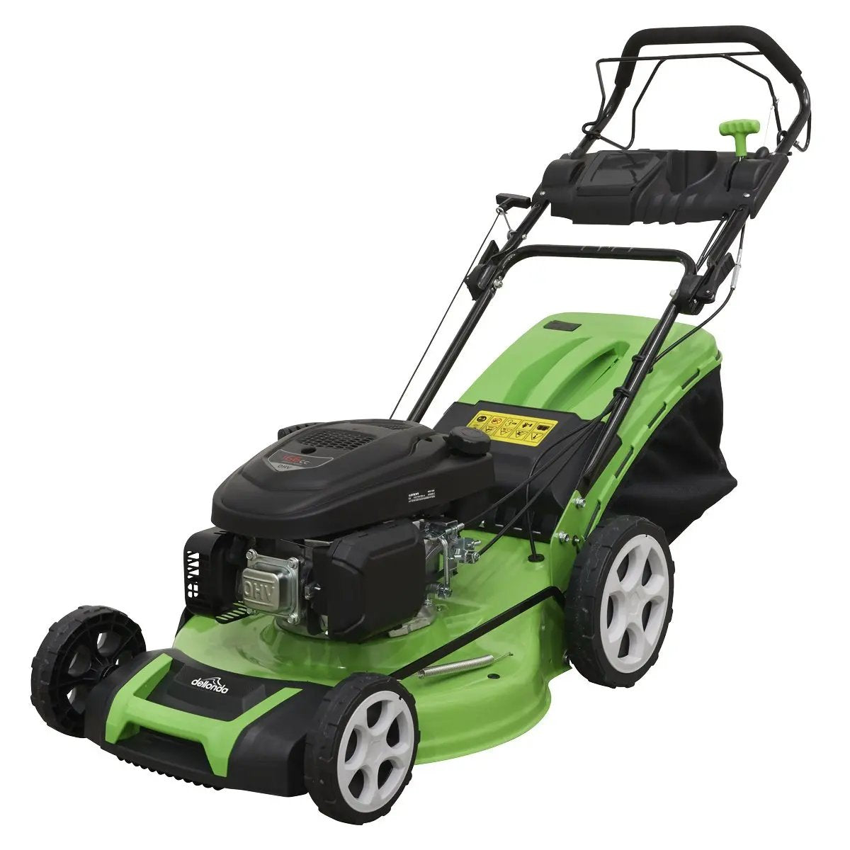 Dellonda DG102 Self-Propelled Petrol Lawnmower Grass Cutter with Height Adjustment & Grass Bag 171cc 20"/51cm 4-Stroke Engine Dellonda