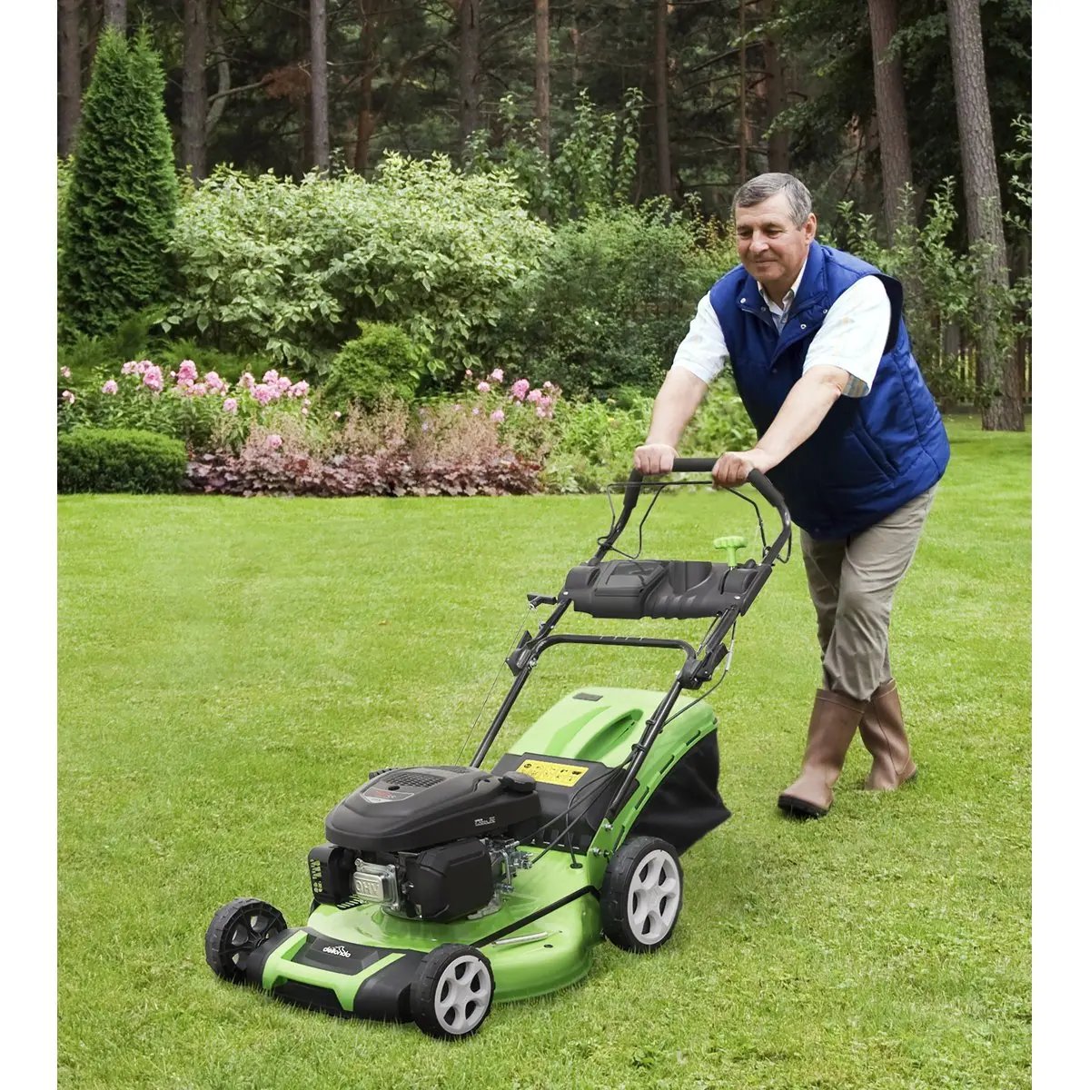 Dellonda DG102 Self-Propelled Petrol Lawnmower Grass Cutter with Height Adjustment & Grass Bag 171cc 20"/51cm 4-Stroke Engine Dellonda