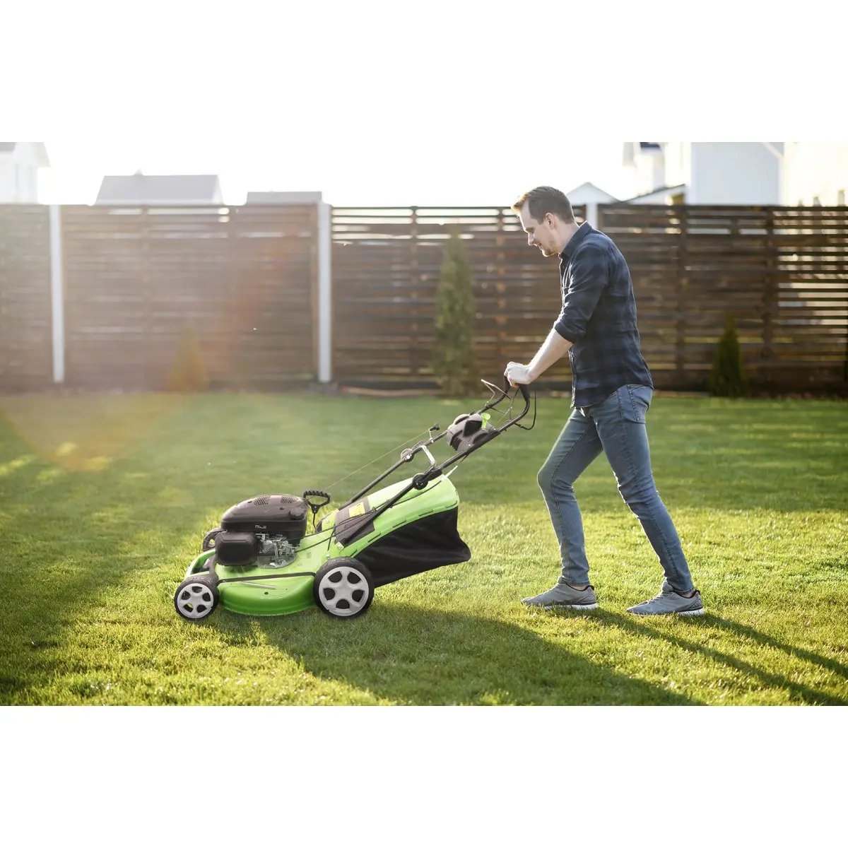 Dellonda DG102 Self-Propelled Petrol Lawnmower Grass Cutter with Height Adjustment & Grass Bag 171cc 20"/51cm 4-Stroke Engine Dellonda