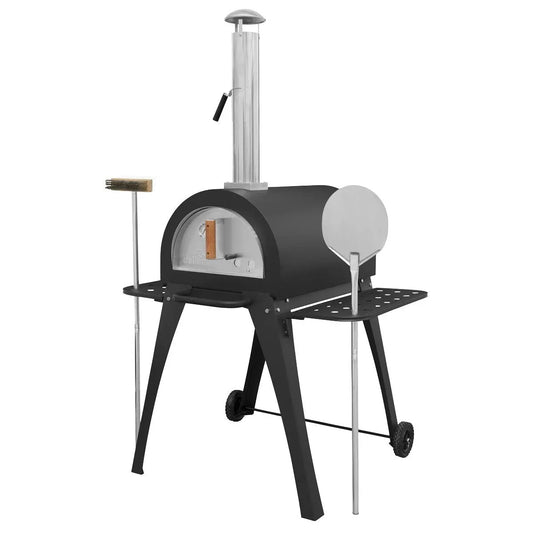 Dellonda DG103 Large Outdoor Wood-Fired Pizza Oven & Smoker with Side Shelves & Stand Dellonda