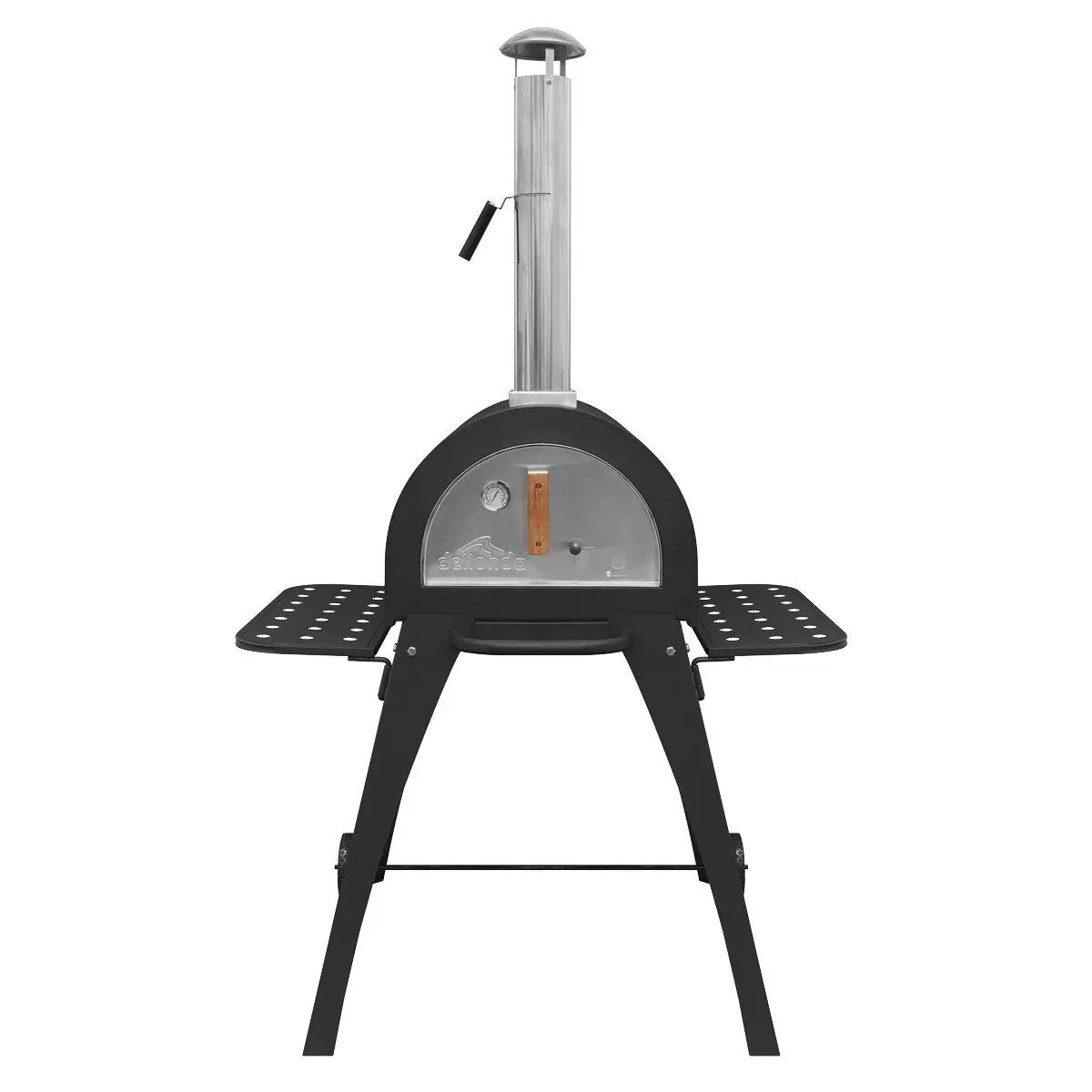 Dellonda DG103 Large Outdoor Wood-Fired Pizza Oven & Smoker with Side Shelves & Stand Dellonda